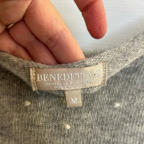 Benedetta B Gray Merino Wool Cashmere Blend Long Sleeve Pullover Sweater M - Picture 7 of 8